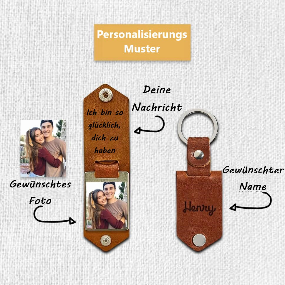 Personalisierter Leder Foto-Schlüsselanhänger